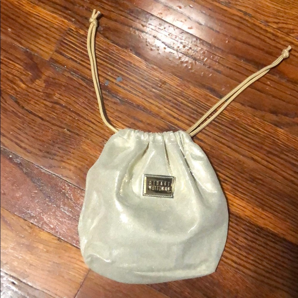 stuart weitzman gold metallic pouch
